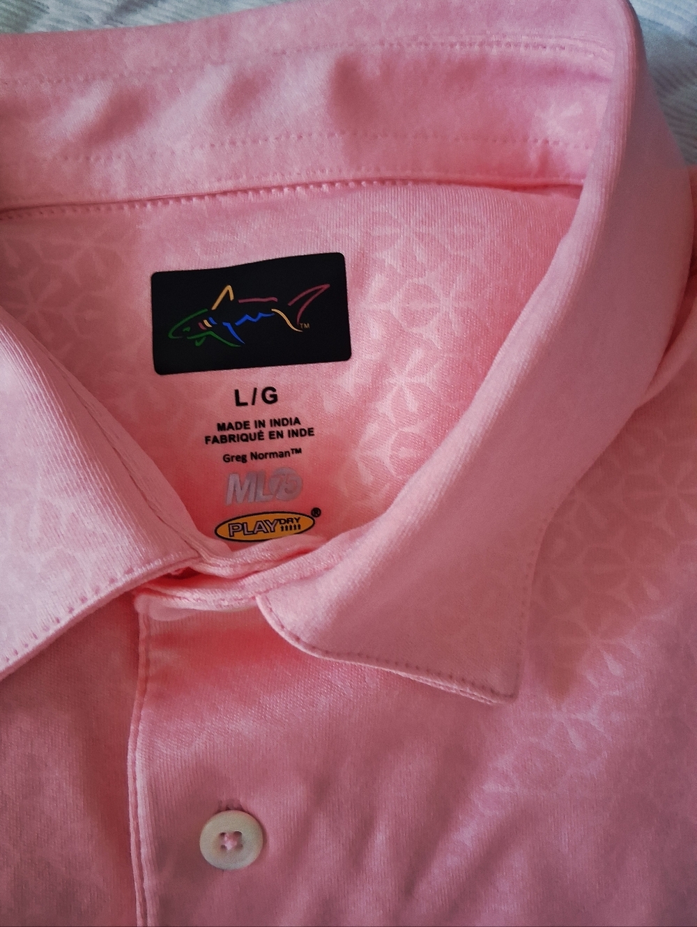 2 Greg Norman ML75 Dry Cooling Moisture Wicking Golf Polo Blue & Coral Sz:L - Picture 2 of 6